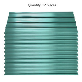 12 pcs Dark Green Steel Corrugated Roofing Sheet Roof Cover for Garden Shed L 129 cm x W 45 cm x T 0.27 mm