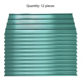 12 pcs Dark Green Steel Corrugated Roofing Sheets Roof Cover for Garden Shed L 115 cm x W 45 cm x T 0.27 mm