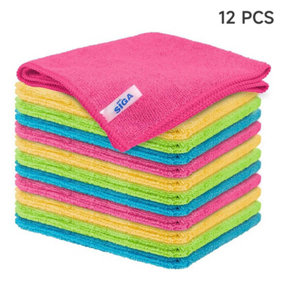 12 PCS Microfiber Cleaning Cloths Highly Absorbent Cleaning Supplies for Kitchen Car Care 30cm W x 30cm L