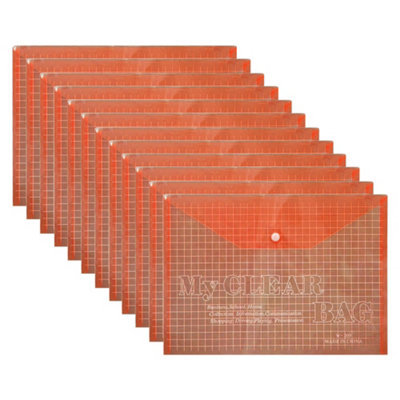 12 Pcs Popper Wallets, A4 Transparent Clear Plastic Wallets with Snap ...