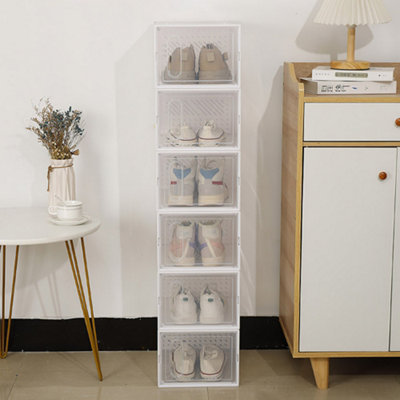 12 pcs Shoe Storage Plastic Stackable, Foldable Shoe Storage Organiser ...