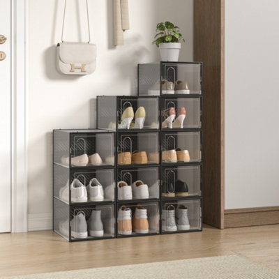 20-Pack Clear Stackable Magnetic Shoe Boxes – Plastic Sneaker Storage Containers For Boots & Trainers