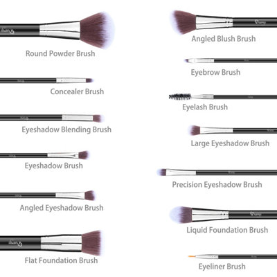 12 Pcs Travel Makeup Brush Set with Makeup Sponge and Brush Cleaner