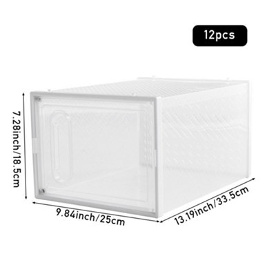 12 PCS White Rectangular Plastic Stackable Shoe Storage Box Shoe ...