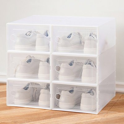 12 Pcs White Stackable and Foldable Plastic Transparent Shoe Storage ...