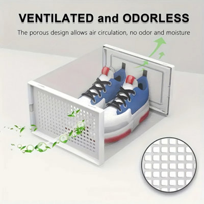 12 Pcs White Stackable and Foldable Plastic Transparent Shoe Storage ...