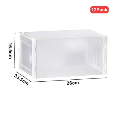 12 Pcs White Stackable and Foldable Plastic Transparent Shoe Storage ...