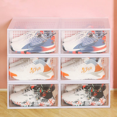 12 Pcs White Stackable Plastic Shoe Box Sneakers Storage Box Organiser