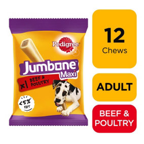 12 Pedigree Jumbone Maxi Large Dog Treat Beef & Poultry Dog Chews 12x180g