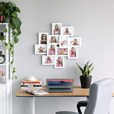 12-Photo Collage Frame Set, Wall Mounted Picture Display, Glass Photo ...