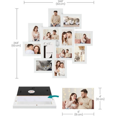 12-Photo Collage Frame Set, Wall Mounted Picture Display, Glass Photo ...