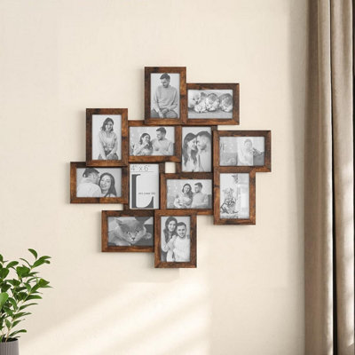 12-Photo Glass Frame Collage, Wall Mounted Family Picture Display, MDF ...