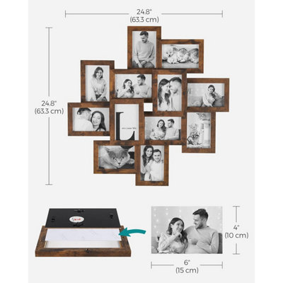12-Photo Glass Frame Collage, Wall Mounted Family Picture Display, MDF ...