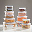 12 Piece Clear Plastic Food Storage Containers Set With Clip Seal Lock Boxes Lids