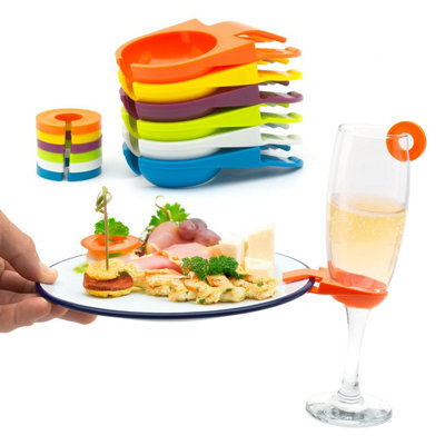 12 Piece Colourful Party Buffet All Occasions Plate and Glass Clip ...