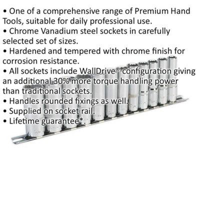 12-Piece Deep Socket Set with 3/8" Metric Drive - Enhanced Torque Performance