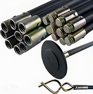 12-Piece Drain Cleaning Rods Set 10 Flexible 920mm Drain Rods 100mm ...