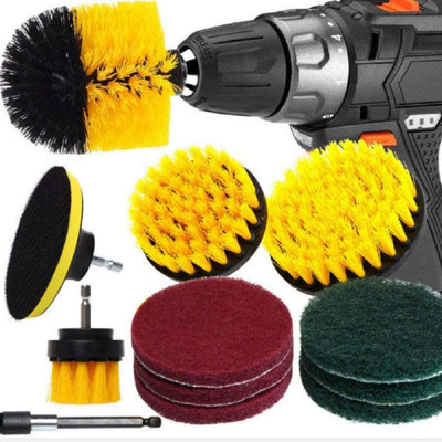 12 Piece Drill Cleaning Attachment Set - High-speed Rotation With High Quality Bristle Brush - Made From Durable Material