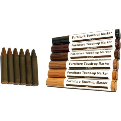 12 Piece Furniture Repair Kit - Touch-Up Markers & Filler Sticks for Scratches & Imperfections in Wooden Flooring, Cabinets & More