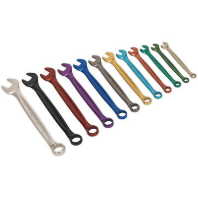 12-Piece Multi-Color Metric Spanner Set with 12-Point Socket and Ring ...