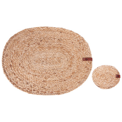 12 Piece Placemats and Coasters Set BUSHYLARK Natural Jute