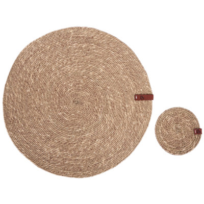 12 Piece Placemats and Coasters Set KUNZEA Natural Seagrass