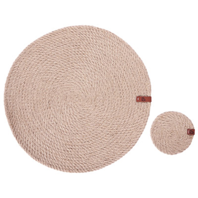 12 Piece Placemats and Coasters Set MUNTRIES Natural Jute