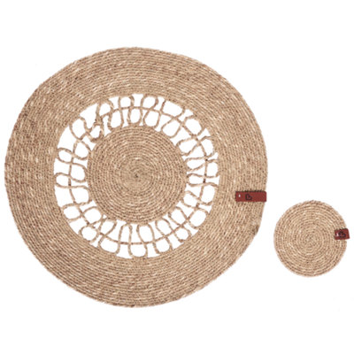 12 Piece Placemats and Coasters Set PEPPERBERRY Natural Seagrass