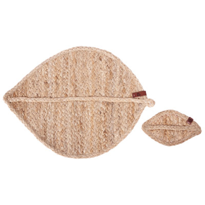12 Piece Placemats and Coasters Set PEPPERLEAF Natural Jute