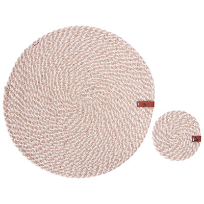 12 Piece Placemats and Coasters Set PIPTURUS Natural Jute