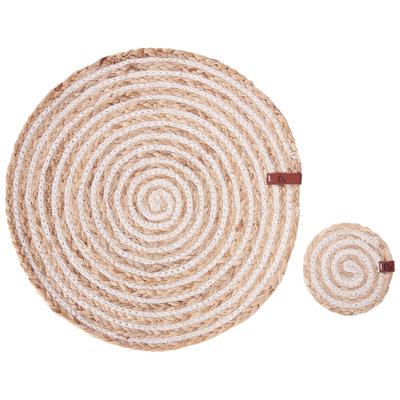 12 Piece Placemats and Coasters Set QUININE Natural Jute