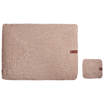 12 Piece Placemats and Coasters Set SALTBUSH Natural Jute