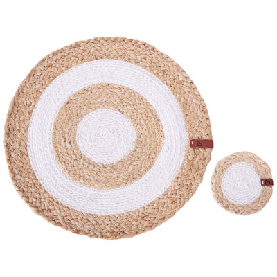 12 Piece Placemats and Coasters Set TUMERIC Natural Jute