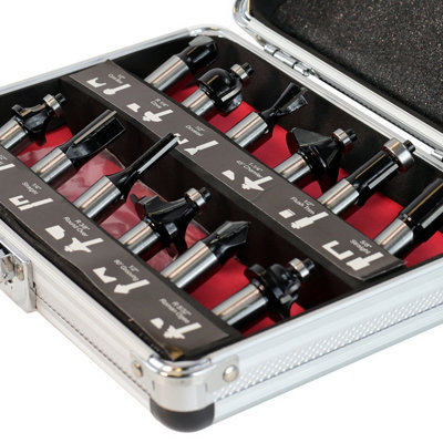 12 Piece Router Cutter Set Includes Metal Storage Case