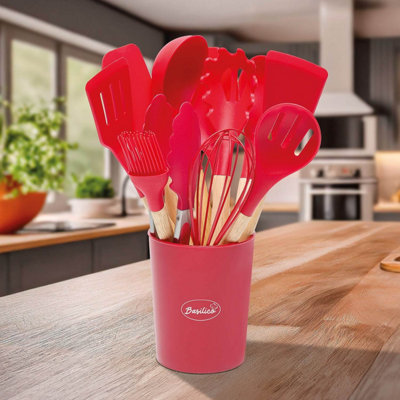 12 Piece Silicone and Wood Kitchen Utensil Set Heat Resistant Non ...