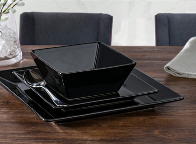 Black dinner set square best sale