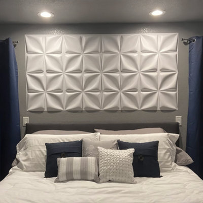 12-Piece White Textured PVC 3D Wall Panels for Living Room and Bedroom ...