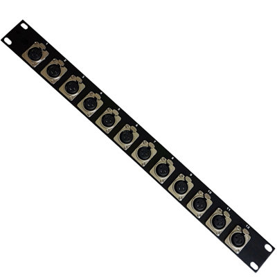 12 Port XLR Patch Panel 1U 19 Rack 3 Pin Female Audio Socket Connector ...