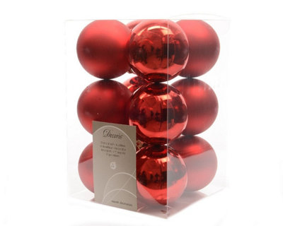 12  Red Christmas Tree Baubles