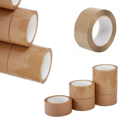 12 Rolls of Brown 50mm x 66m Strong Sticky Packaging Parcel Tapes
