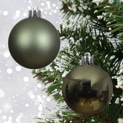 12 Rosemary Green Baubles Christmas Tree Decorations Shatterproof Ornaments 6cm