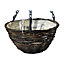 12" Round Rattan Garden Hanging Basket - Natural Wicker Rattan Basket Hanging Plants Planter Pot