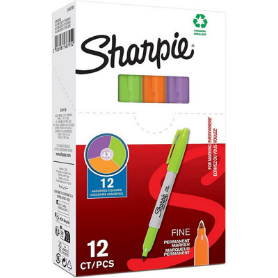 12 Sharpie Fine Point Permanent Marker Pens Lime Orange Berry Bold ...