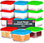 12 Small Plastic Containers with Lids 80ml - Stackable Small Food Containers 6x6x4cm - Airtight Colourful Small Storage Containers