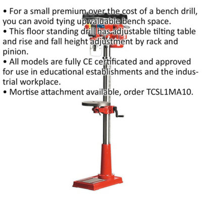 12-Speed Floor Pillar Drill - 370W Motor - 1500mm Height - Safety Release Switch