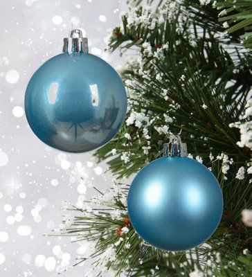 12 Sugar Blue Baubles Shatterproof Christmas Tree Hanging Decorations 6cm