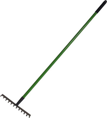 12 Teeth Garden Rack Lawn Heavy Duty Strong PVC Grip Handle 120cm Soil Leaf Metal Raker Carbon Steel