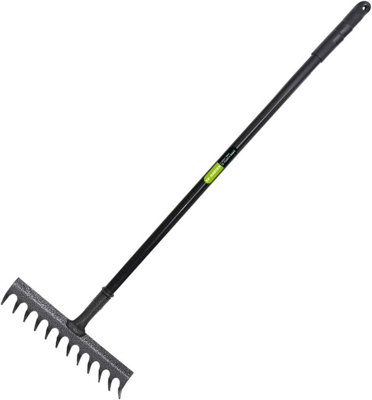 12 TEETH Garden Rake, Leaf Tool, Grass Tool for Lawn, Heavy Duty Carbon ...