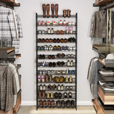 12-Tier Stackable Shoe Rack, Metal Storage Organizer with Adjustable ...