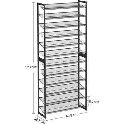 12-Tier Stackable Shoe Rack, Metal Storage Organizer with Adjustable ...